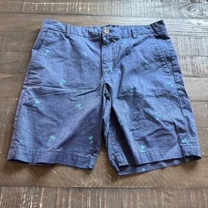 Chaps Men's Blue Stretch Shorts Palm Tree Martini Print Size 36